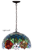 Large 16" Rose Tiffany Stained Glass Downlight Tiffany Pendant Light