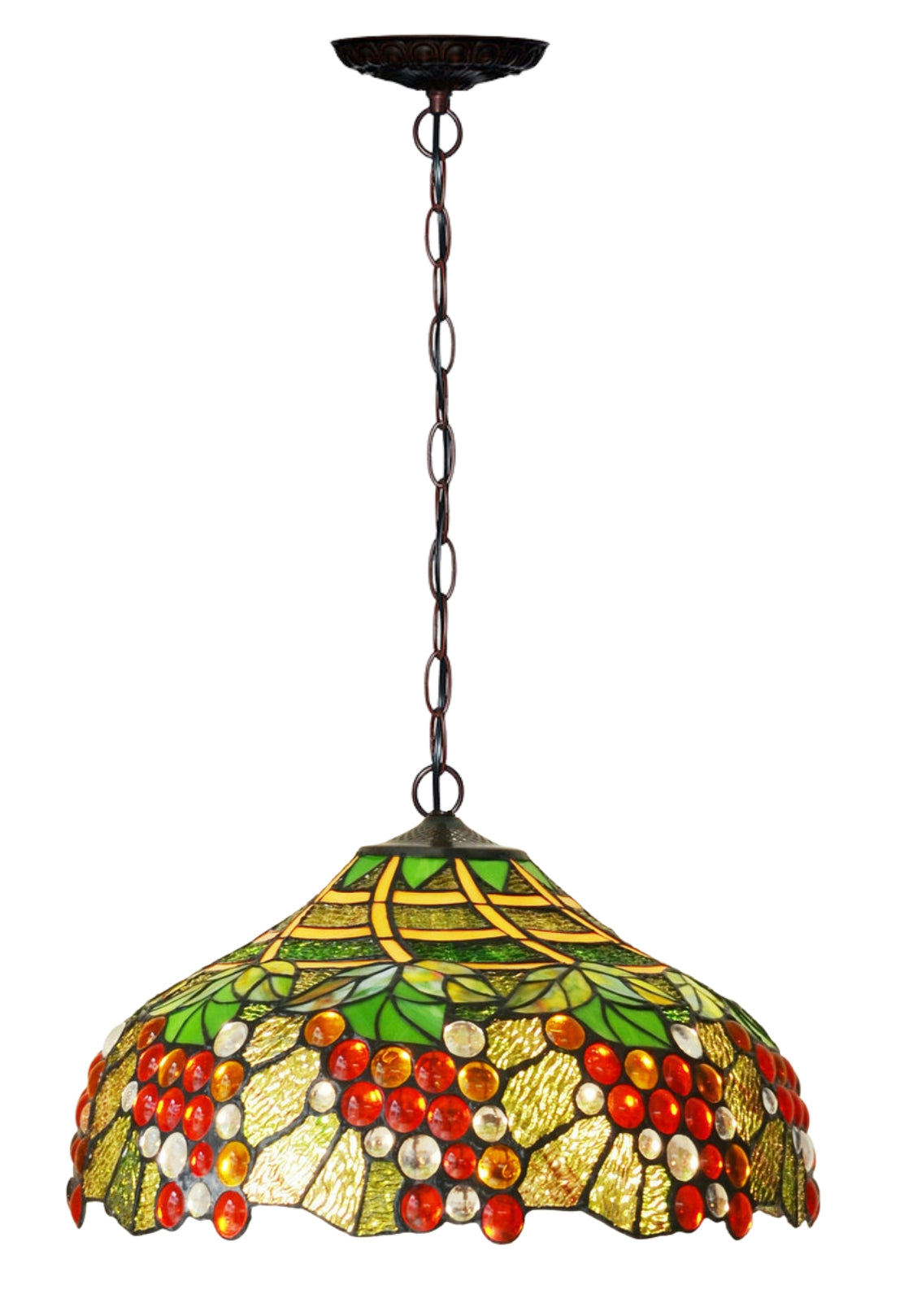 Large 18" Wide  Grape  Stained Glass Leadlight Tiffany Pendant Light *Limited