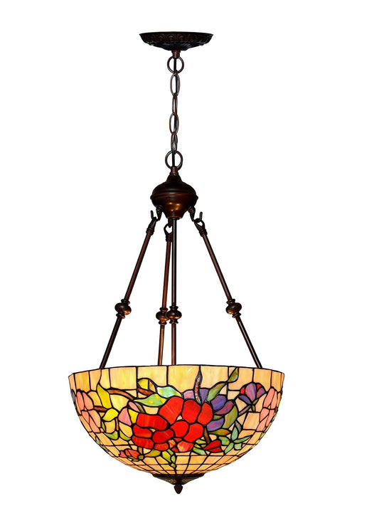 Large 16" Pansy Tiffany Inverted Pendant Lights