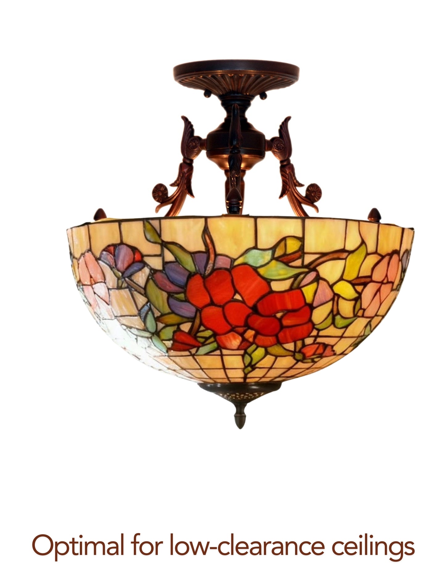 16 “ Large Pansy Floral Tiffany Semi Flush Ceiling Light