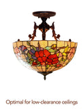 16 “ Large Pansy Floral Tiffany Semi Flush Ceiling Light