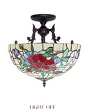 16 “ Large Pansy Floral Tiffany Semi Flush Ceiling Light