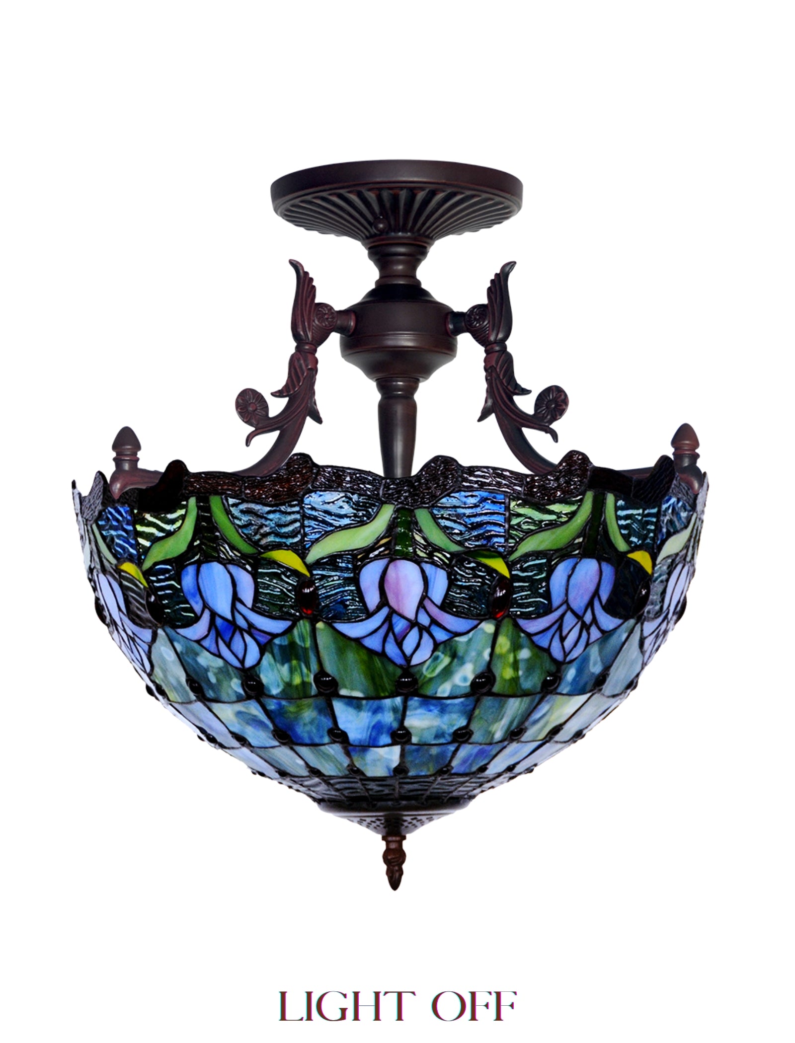 16 “ Large Elegant Tulip Bud Tiffany Semi Flush Mount Ceiling Light