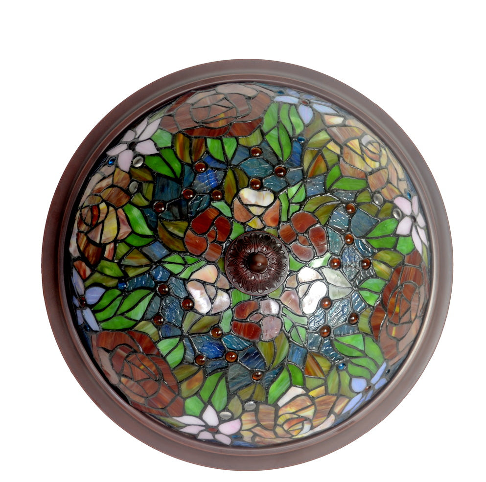16" Rose Tiffany Flush Mount Ceiling Light