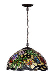 16" Flower Butterfly Style Stained Glass Leadlight Tiffany Pendant Light