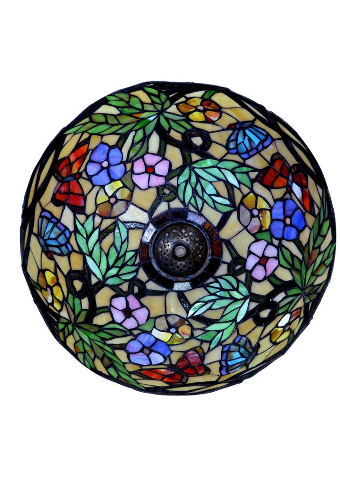 16" Flower Butterfly Style Stained Glass Leadlight Tiffany Pendant Light