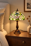 12" Hummingbird Garden Stained Glass Tiffany Bedside Lamp