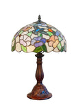 12" Hummingbird Garden Stained Glass Tiffany Bedside Lamp