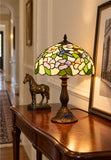 12" Hummingbird Garden Stained Glass Tiffany Bedside Lamp