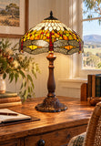 Premium 16" Amber Dragonfly Tiffany Style Table Lamp with Filigree Wings
