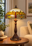 Premium 16" Amber Dragonfly Tiffany Style Table Lamp with Filigree Wings