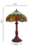 Premium 16" Amber Dragonfly Tiffany Style Table Lamp with Filigree Wings