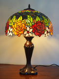 Premium 16" Rose Garden Stained Glass Tiffany Table Lamp
