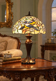 Premium 16" Magpie Birds Blossom Tiffany Stained Glass Table Lamp