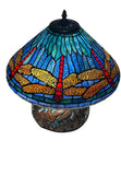 Premium 16" Blue Dragonfly Tiffany Table Lamp with Mosaic Base
