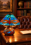 Premium 16" Blue Dragonfly Tiffany Table Lamp with Mosaic Base