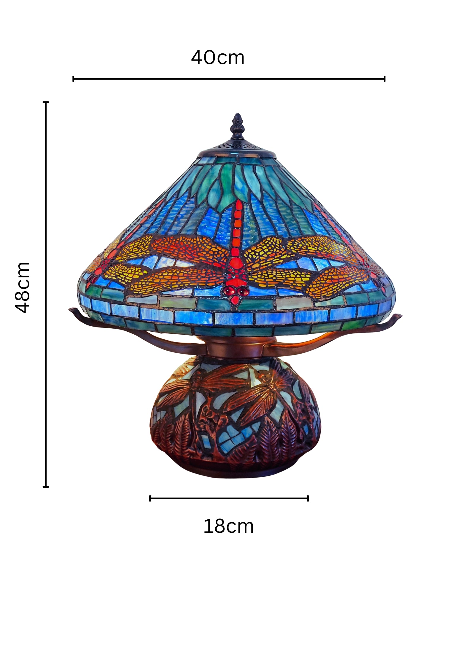 Premium 16" Blue Dragonfly Tiffany Table Lamp with Mosaic Base