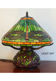 Premium 16" Green Dragonfly Tiffany Table Lamp with Mosaic Base