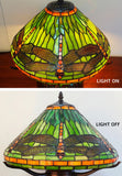 Premium 16" Green Dragonfly Tiffany Table Lamp with Mosaic Base