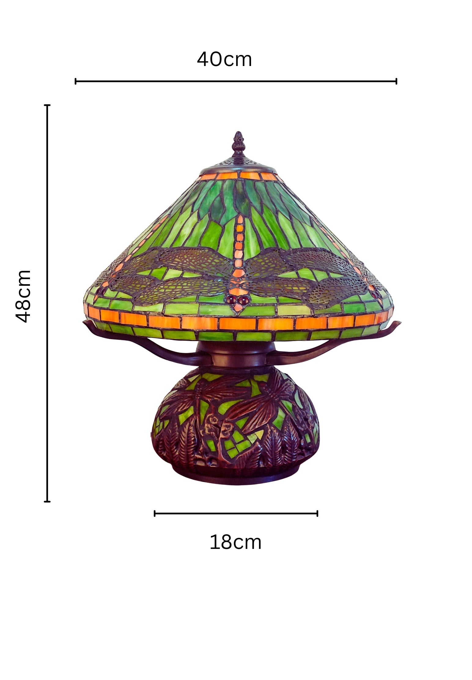 Premium 16" Green Dragonfly Tiffany Table Lamp with Mosaic Base