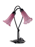 Double Branch Art Deco Tiffany Lily Table Lamp Violet