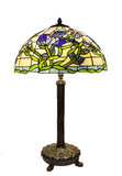 18" Iris Tiffany Style Table Lamp – Handcrafted Stained Glass Floral Lamp with Vintage Bronze Base