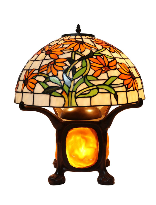 Legend Collection@16" Tiffany Flower Black-Eyed Susan Table Lamp  With "Turtleback Tile" Lighted base