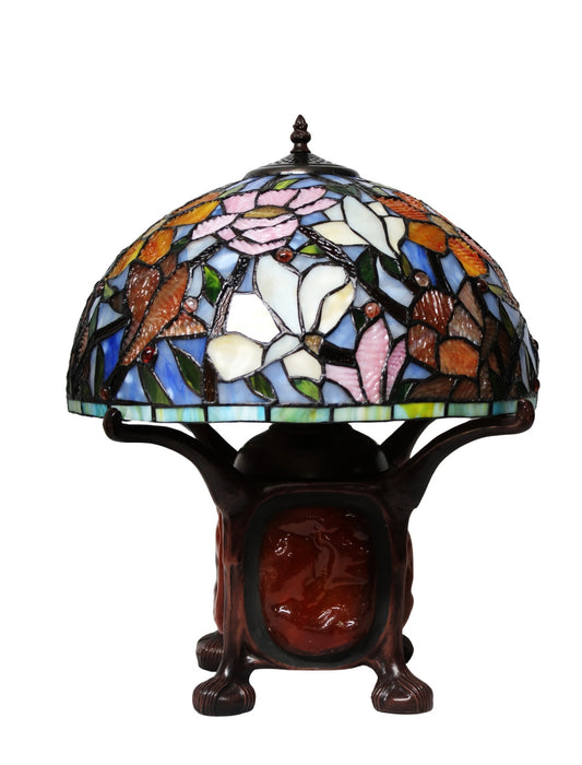 Legend Collection@16" Tiffany Magnolia Table Lamp  With "Turtleback Tile" Lighted base