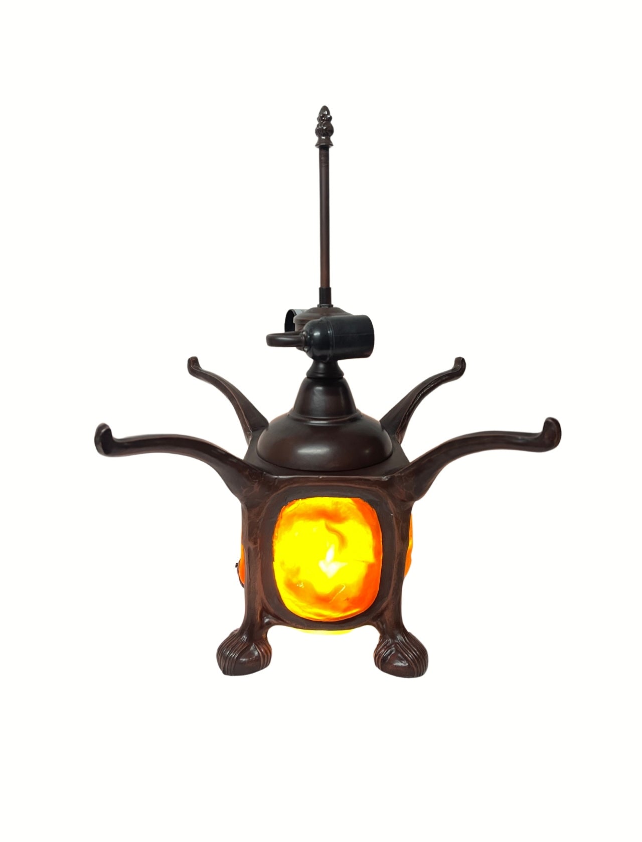 Legend Collection@Reproduction Tiffany Pansy Table Lamp  With "Turtleback Tile" Lighted base