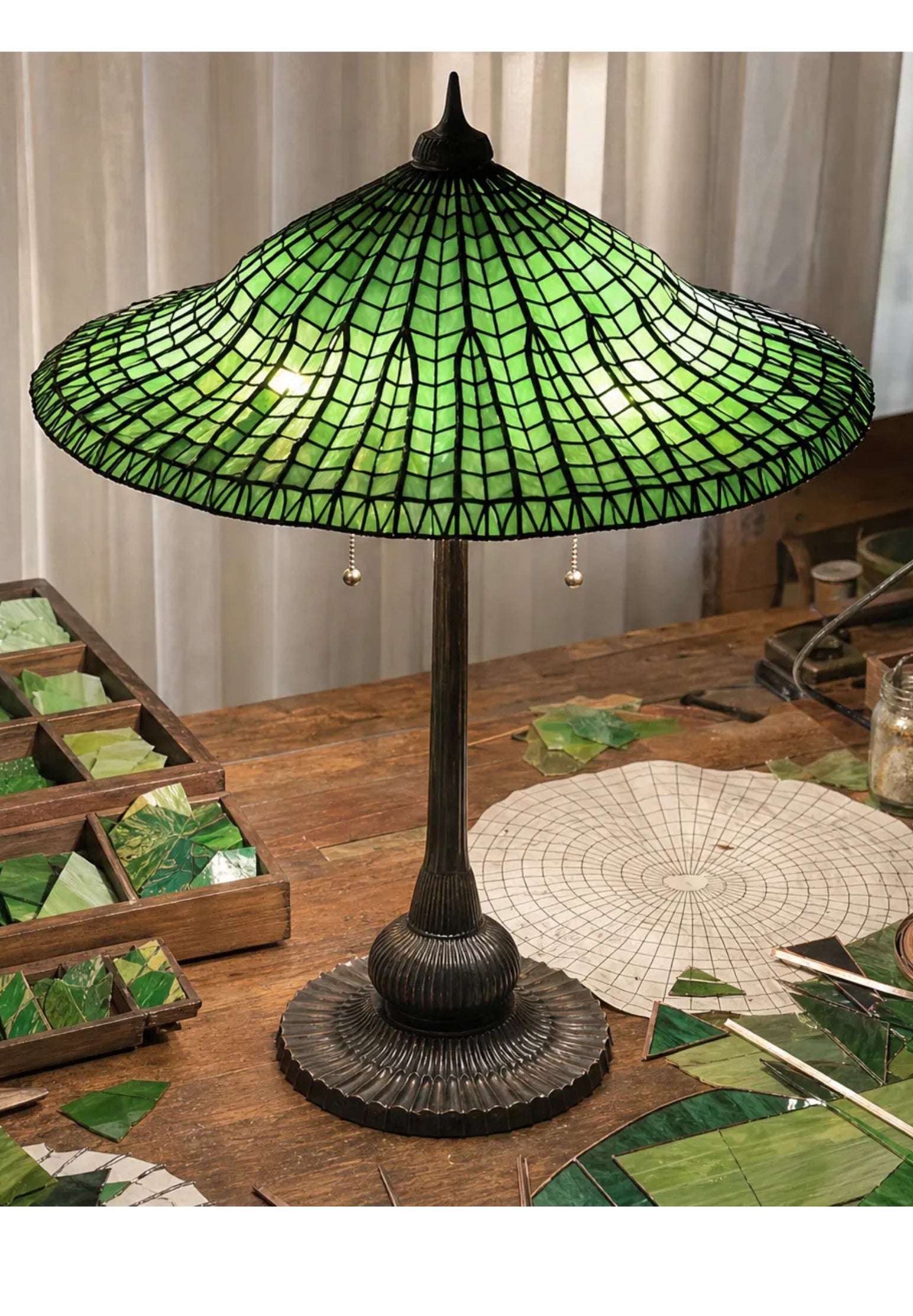 Joanne Tiffany Signature Collection Lotus Pagpda Table Lamp With Bronze Base