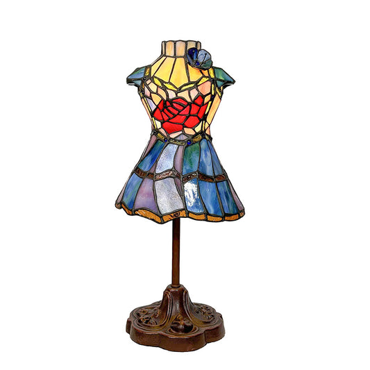 Tiffany Leadlight Art Deco Stained Glass Dress Form Table Lamp