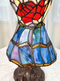 Tiffany Leadlight Art Deco Stained Glass Dress Form Table Lamp