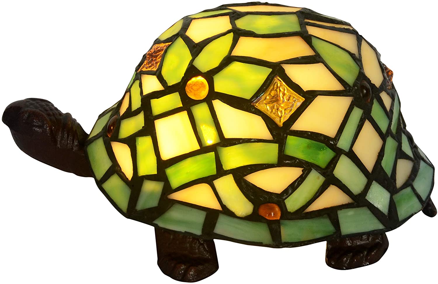 Green Turtle Tiffany Leadlight Art Deco Stained Glass Accent Lamp