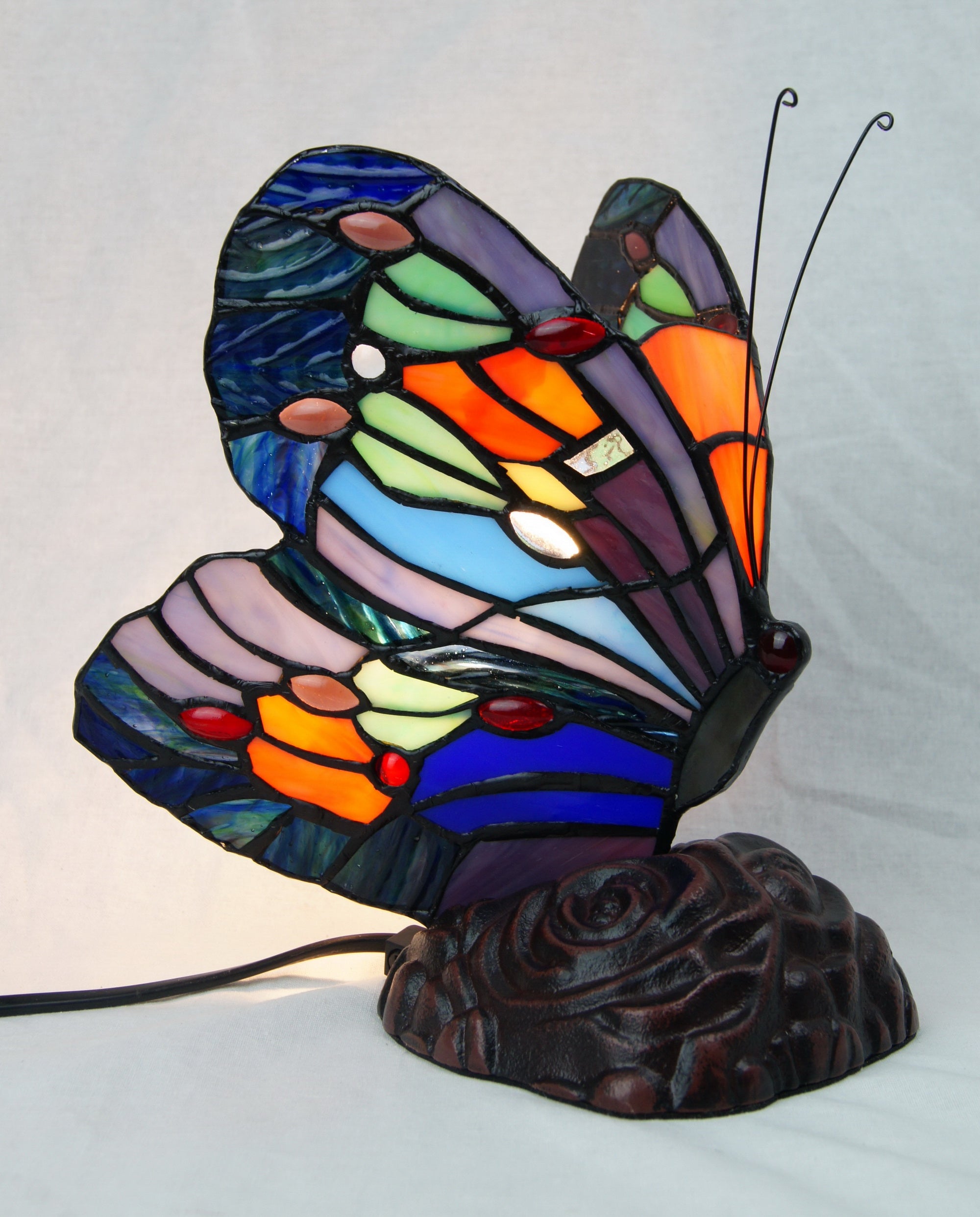 Vivid Cute Butterfly  Tiffany Leadlight Stained Glass Art Deco Table Lamp