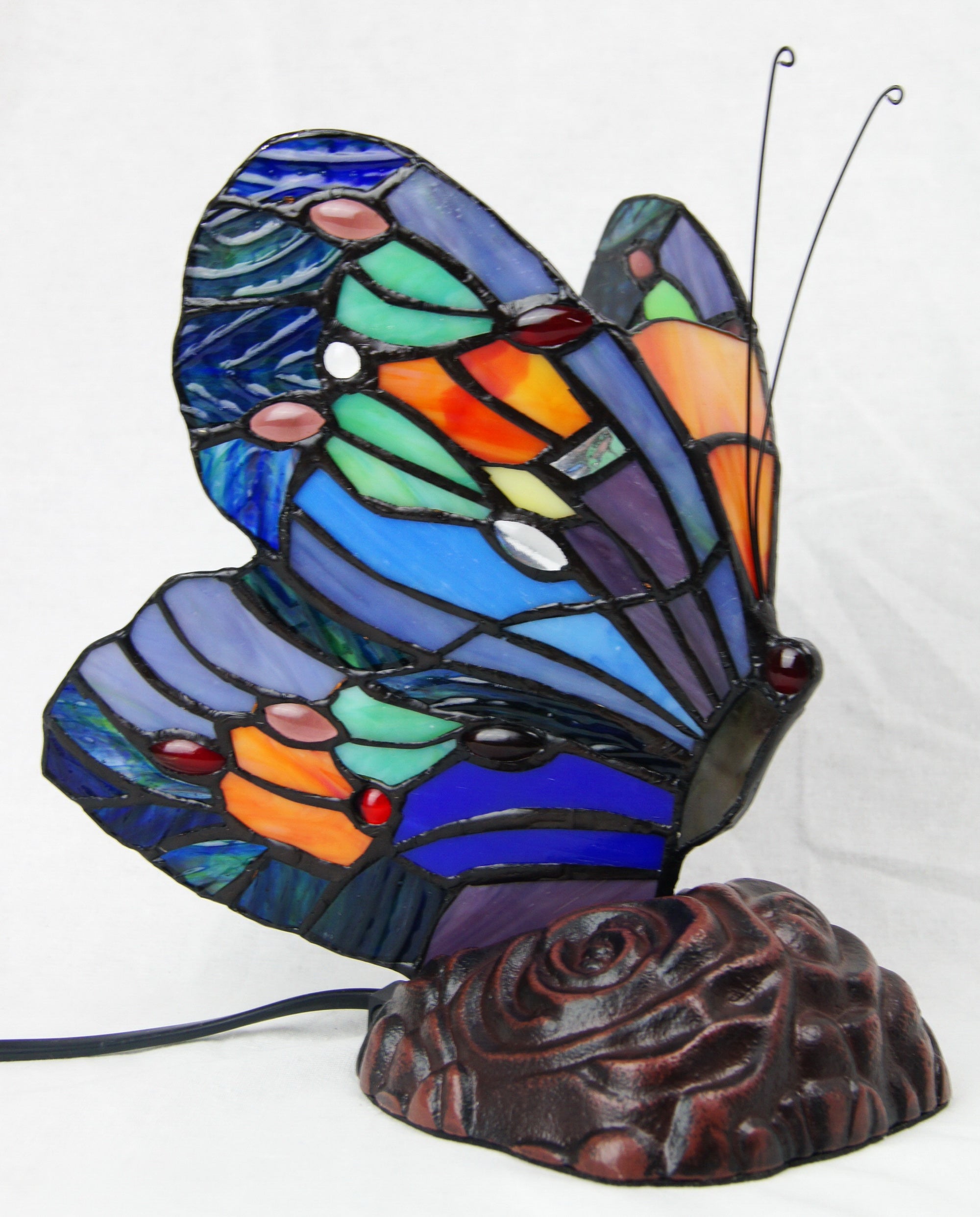 Vivid Cute Butterfly  Tiffany Leadlight Stained Glass Art Deco Table Lamp