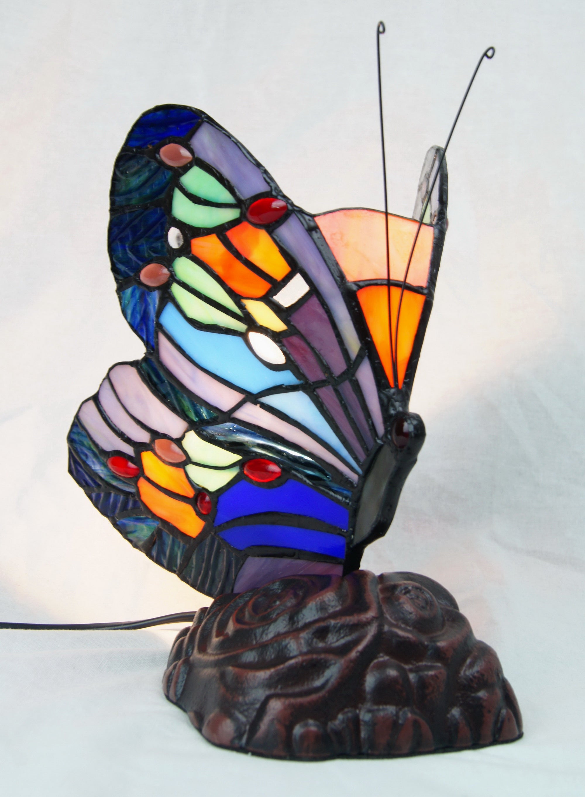 Vivid Cute Butterfly  Tiffany Leadlight Stained Glass Art Deco Table Lamp