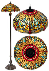 18" Classical  Dragonfly  Stained Glass Tiffany Floor Lamp