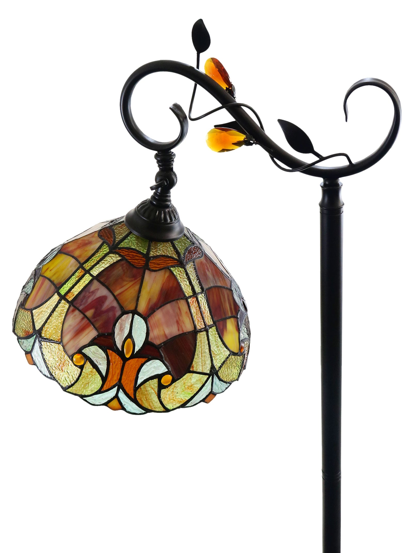 Antique Style Red Amor Tiffany Stained Glass Edwardian Bridge Arm Tiffany Floor Lamp