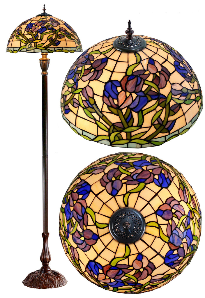 18" Classical Blue Iris Wisteria Stained Glass Tiffany Floor Lamp