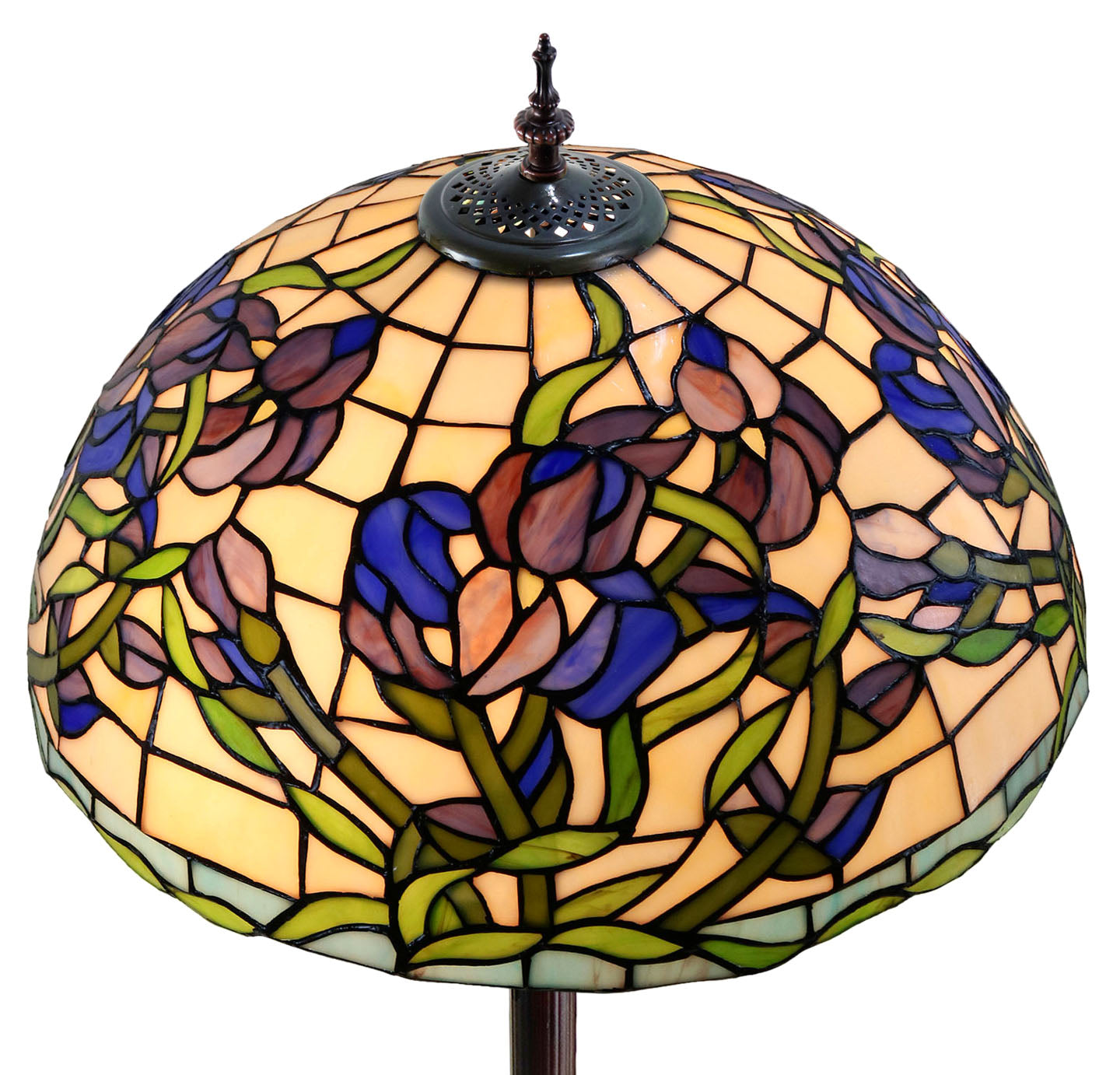 18" Blue Sweet pea blossoms Stained Glass Tiffany Floor Lamp