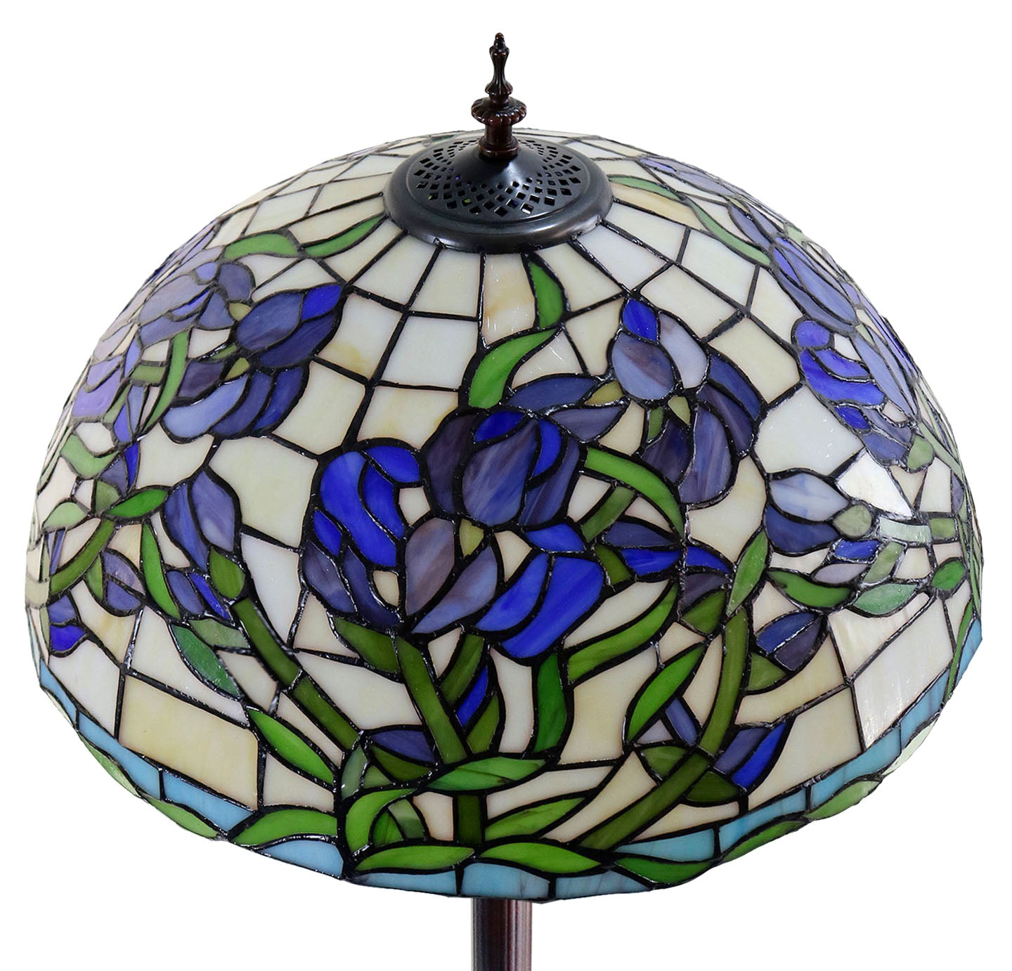 18" Blue Sweet pea blossoms Stained Glass Tiffany Floor Lamp