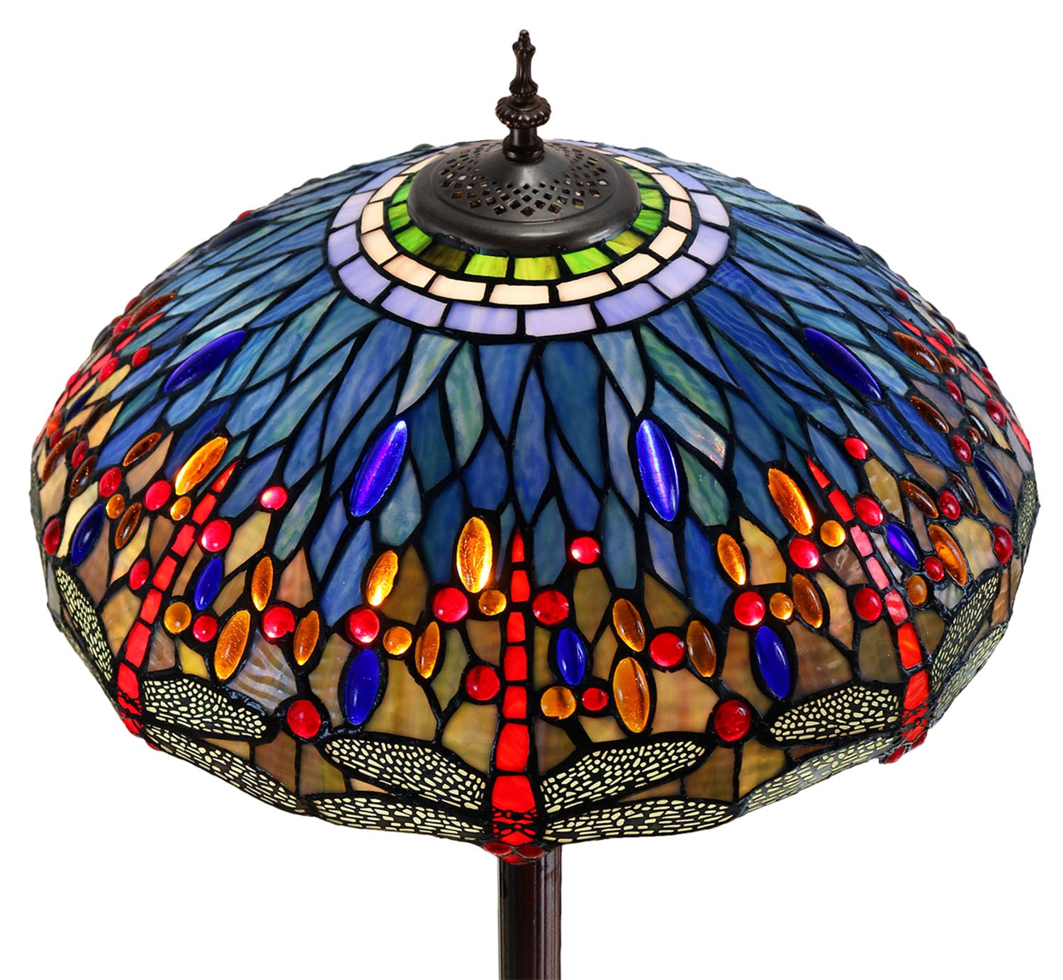 18" Classical Red Blue Dragonfly  Stained Glass Tiffany Floor Lamp