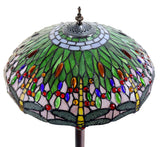 18" Classical Green Dragonfly  Stained Glass Tiffany Floor Lamp