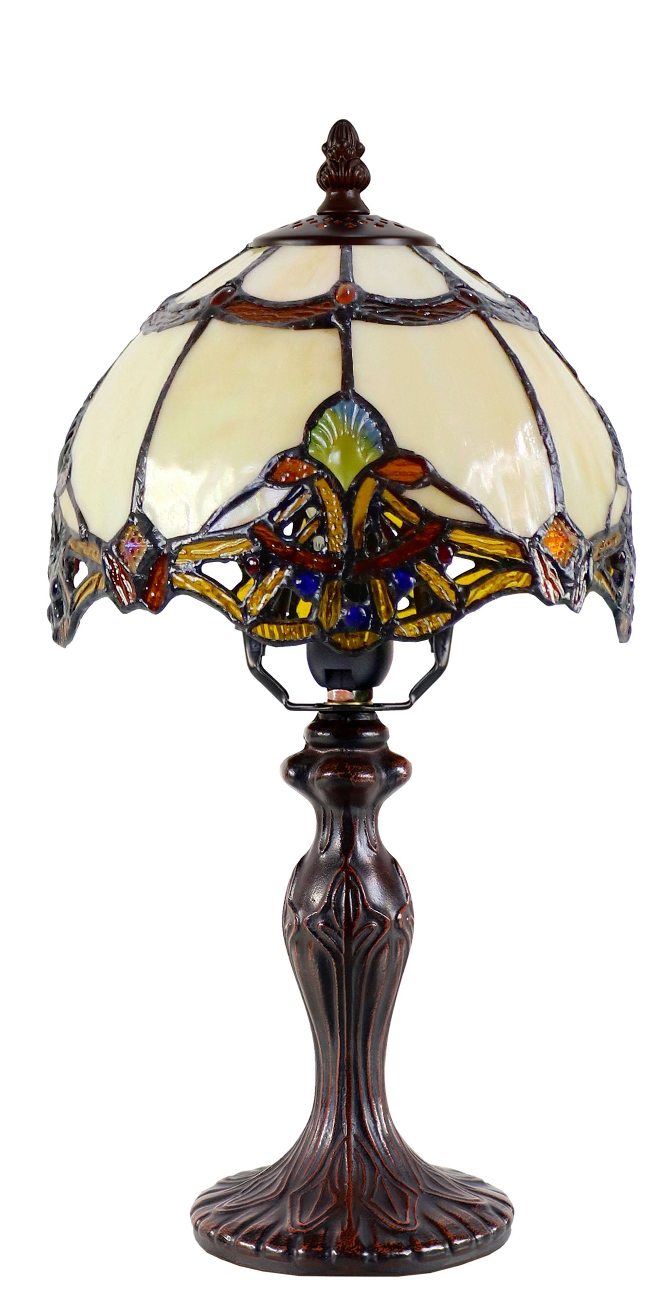 Elegant 8" Beige  Baroque Style Tiffany Mini Lamp