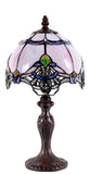 Lavender Pink Stunning  8"  Rococo Style curved Glass Tiffany Mini Lamp