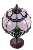 Lavender Pink Stunning  8"  Rococo Style curved Glass Tiffany Mini Lamp