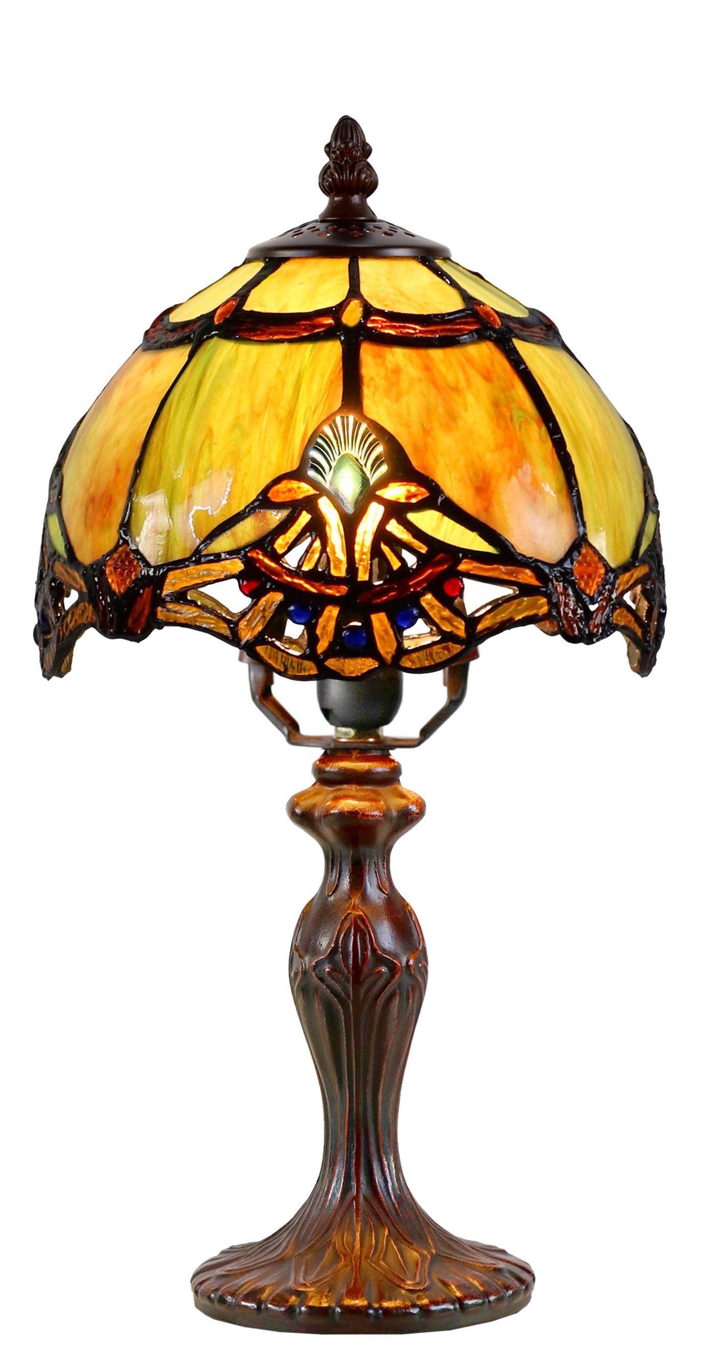 Elegant 8" Bloodstone color  Baroque Style Tiffany Mini Lamp