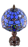 Stunning 8" Blue  Baroque Style Tiffany Mini Table Lamp