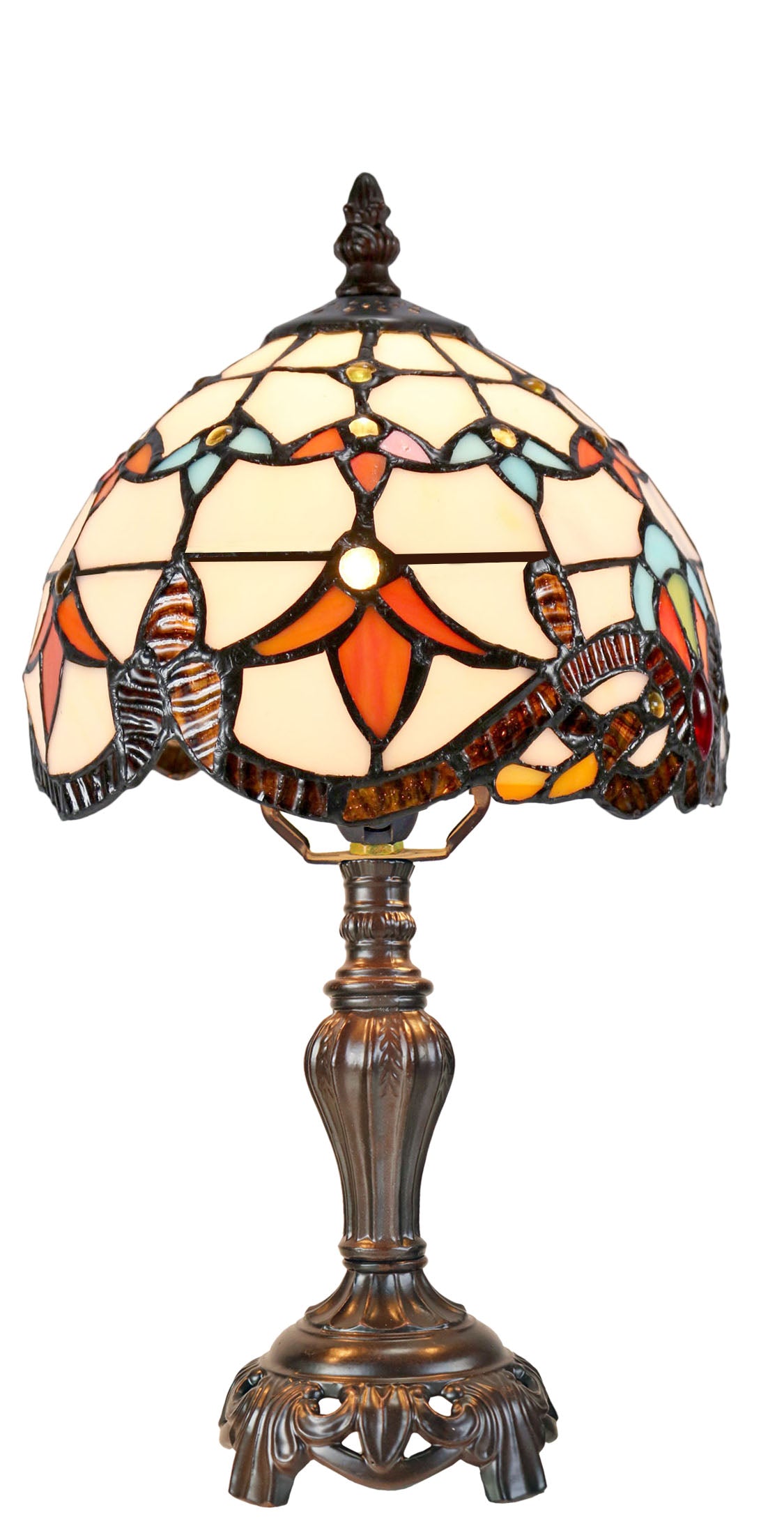 Stunning 8" Beige  Baroque Style Tiffany Mini Lamp