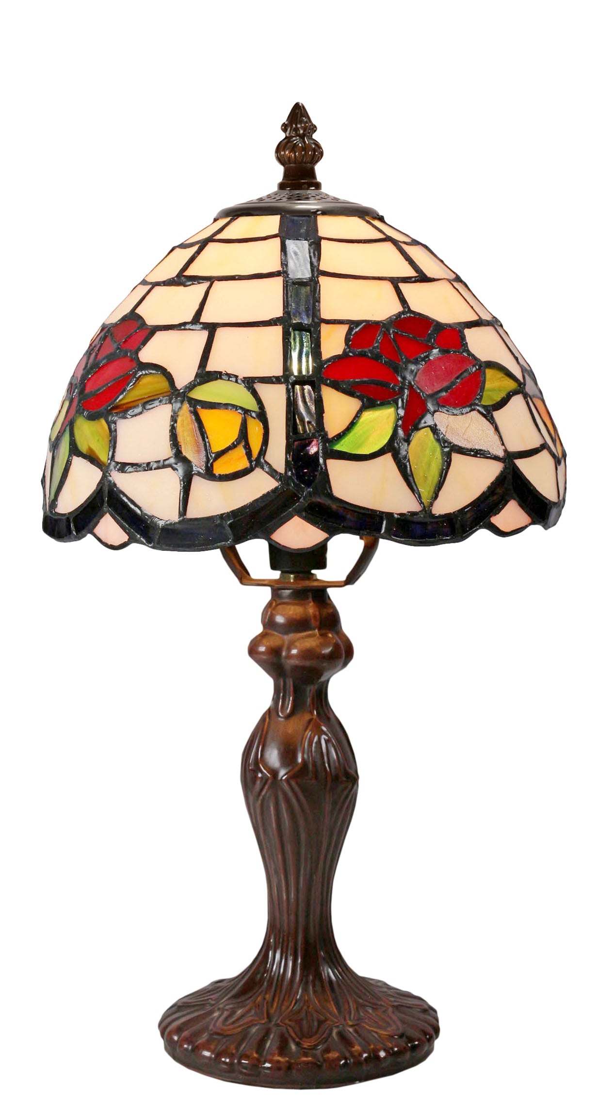 Stunning 8" Flower and Leaf Style Tiffany Mini Table Lamp